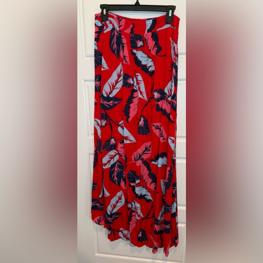 Express Maxi Wrap Skirt Size Small Tropical Flowy Woman’s Red White Blue - Picture 6 of 7